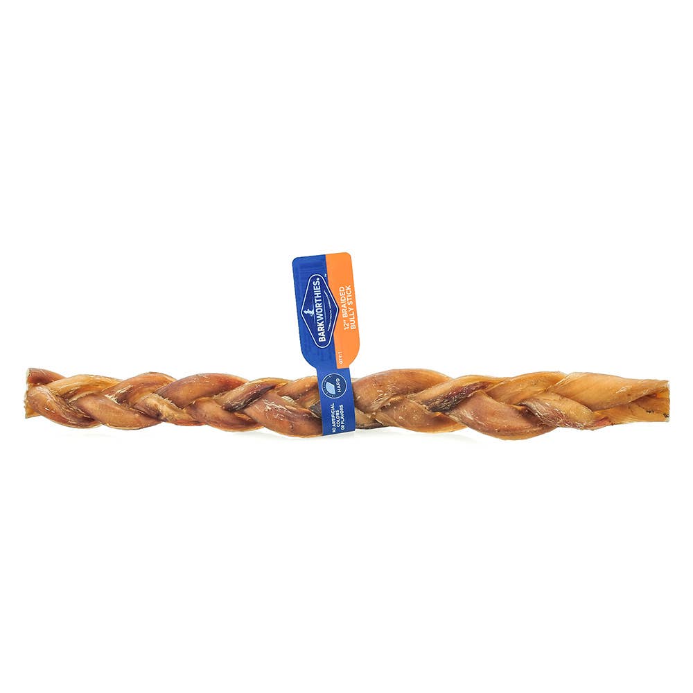 Pet Palette Distribution - Barkworthies Bully Stick - Braided - 12'' Individual