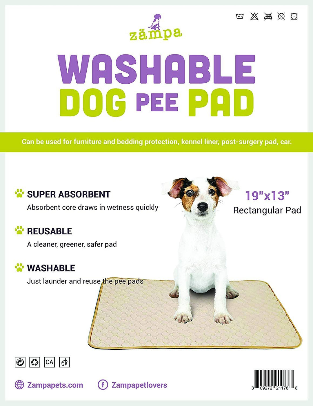 Zampa Pets - Pets Quality Whelp Round, Rectangular Shape Reusable Pee Pad