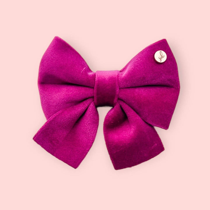 The Spotted Dog Company - Magenta Velvet Sailor Bow Tie