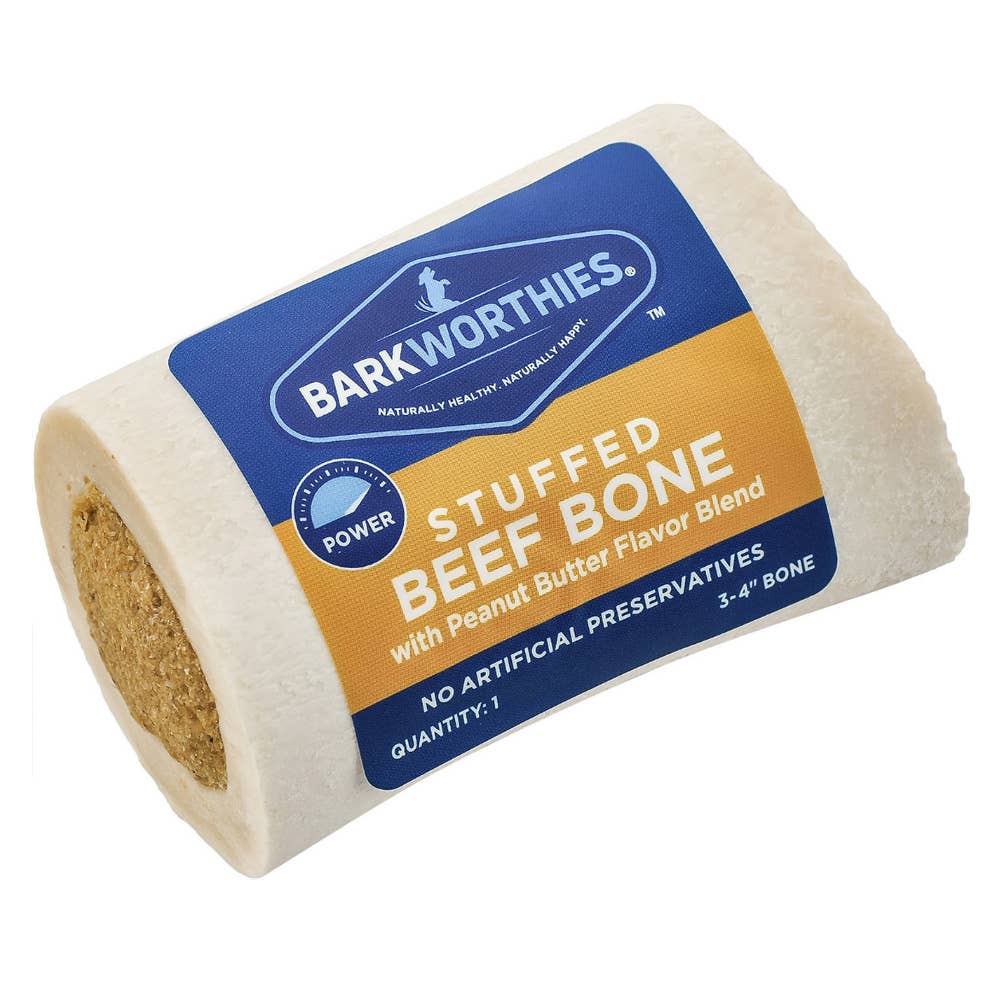 Pet Palette Distribution - Barkworthies 3-4" Shin Bone Stuffed w/Peanut Butter