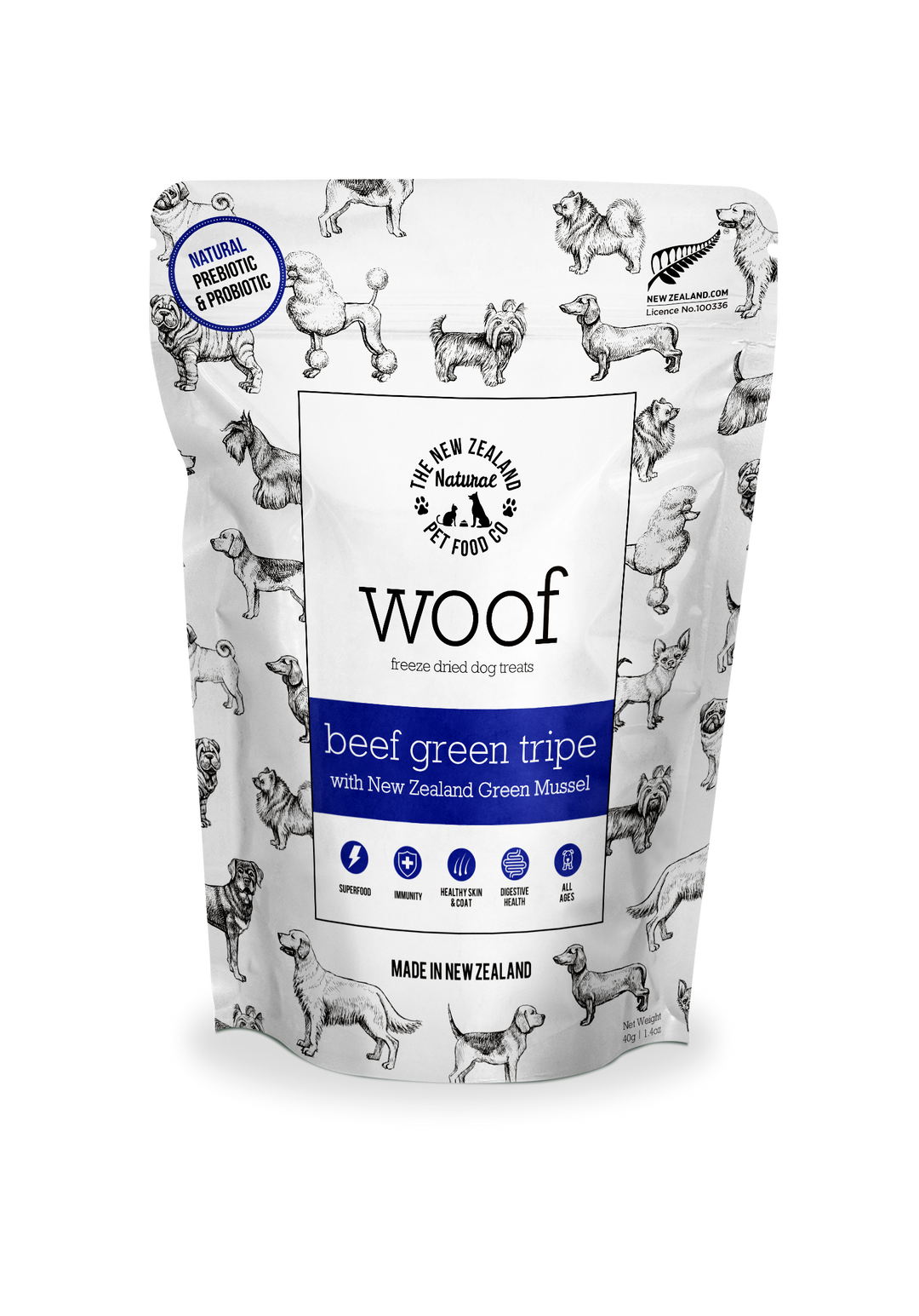 Woof Beef Green Tripe Treats 1.4oz