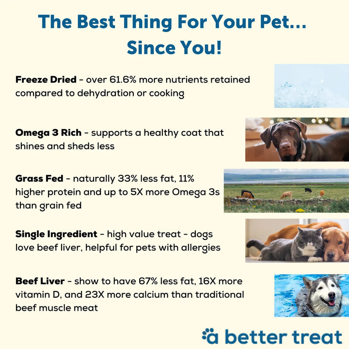 A Better Treat - Freeze Dried Grass Fed Beef Liver Dog and Cat Treats