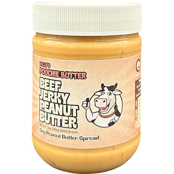 Poochie Butter - 12oz Chunky Beef Jerky Dog Peanut Butter Jar