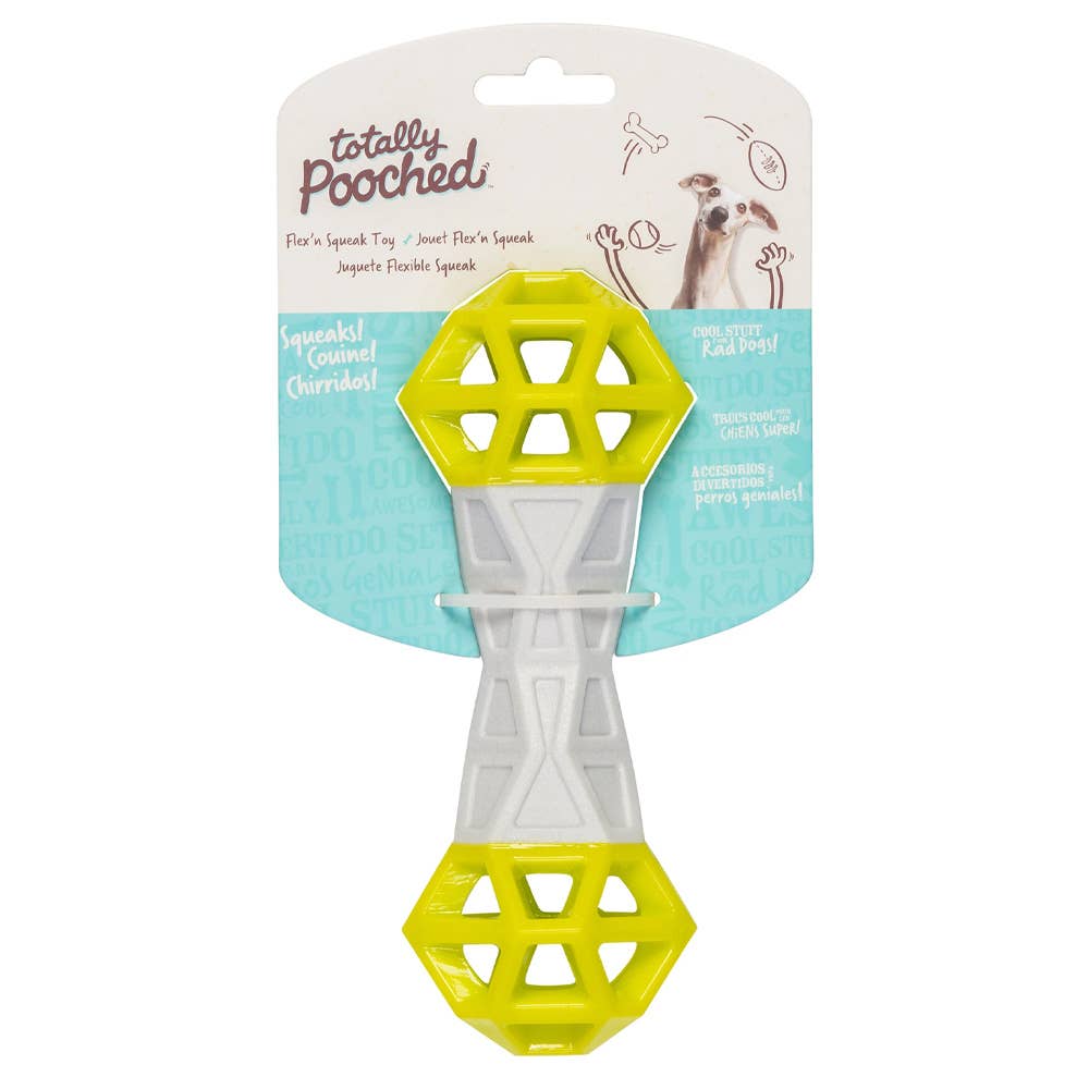 Pet Palette Distribution - Totally Pooched Flex n' Squeak Toy Foam Rubber Grey/Green