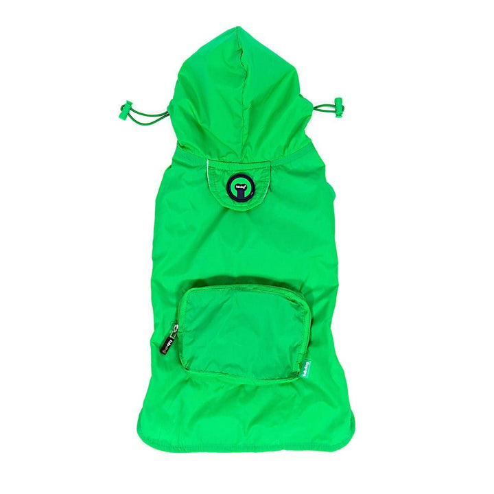 Green Packaway Dog Raincoat: M