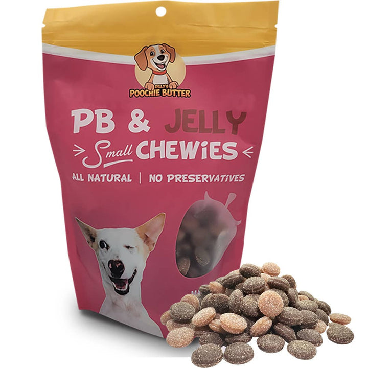 Poochie Butter - 8oz Peanut Butter & Jelly Small Chewy Dog Treats: 8oz