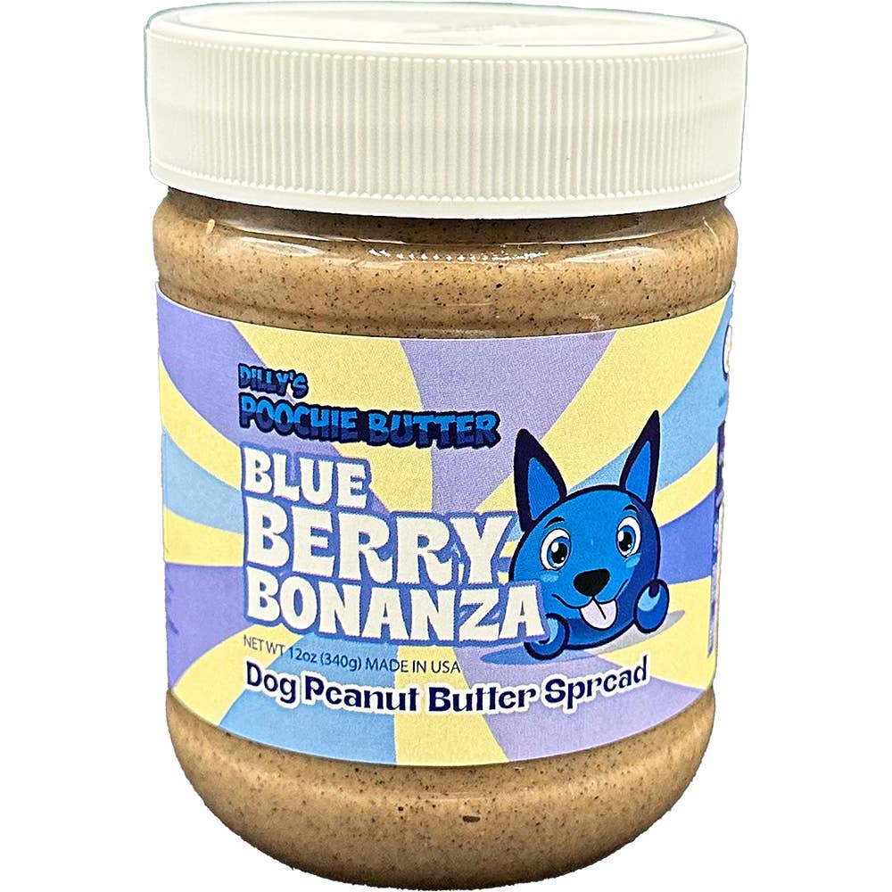 Poochie Butter - 12oz Blueberry Flavored Dog Peanut Butter Jar