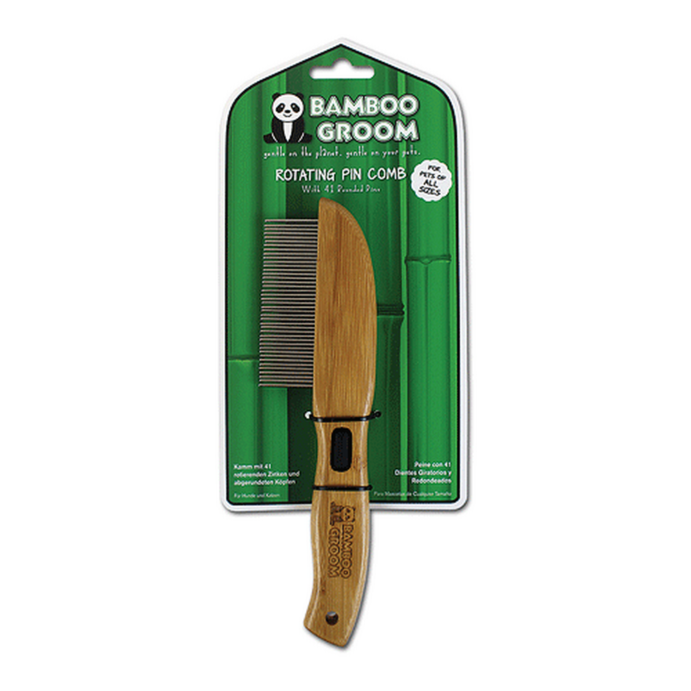 King Wholesale Pet Supplies - Alcott Bamboo Groom Rotating Pin Fine Comb W/41 Pins