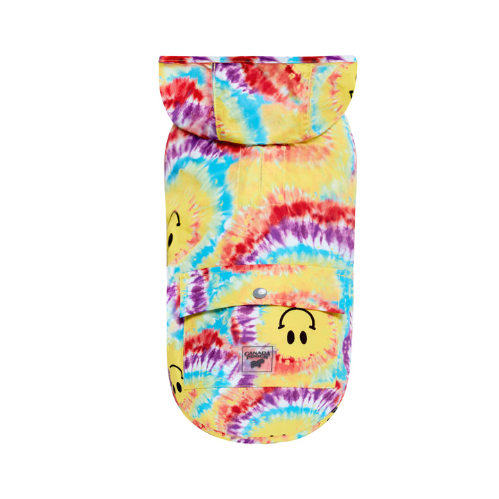 Canada Pooch - Pick Me Poncho Dog Raincoat (Tie Dye Smiley)