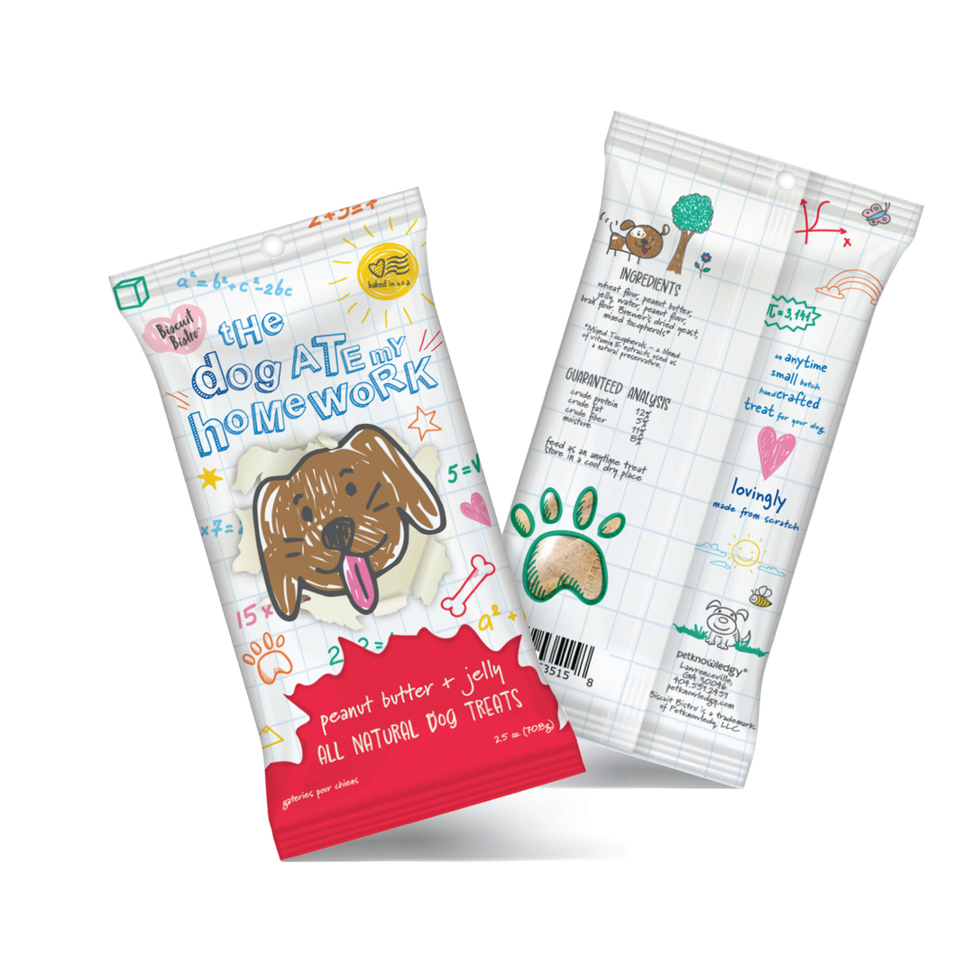 Pet Snax by Petknowledgy - Snack Pack - The Dog Ate My Homework - PB & Jelly - 2.5 oz