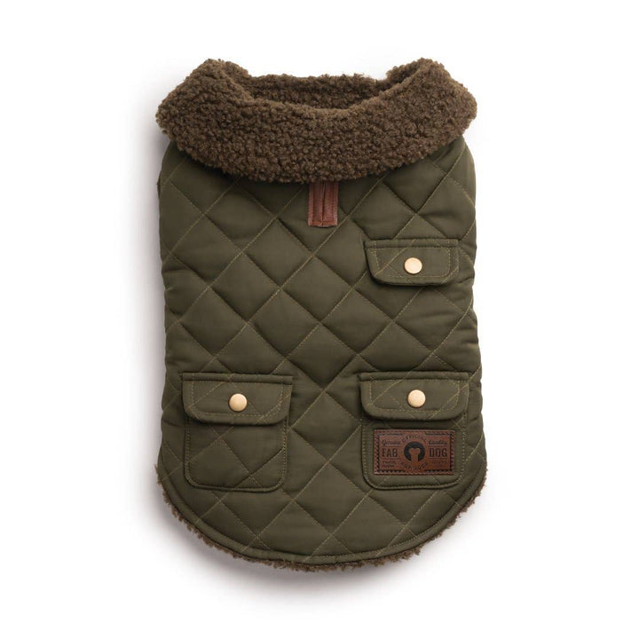 Fab Dog - Olive Quilted Shearling Coat