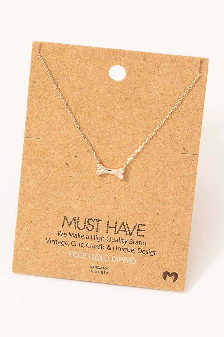 Fame Accessories - Dog Bone Pendant Necklace: G