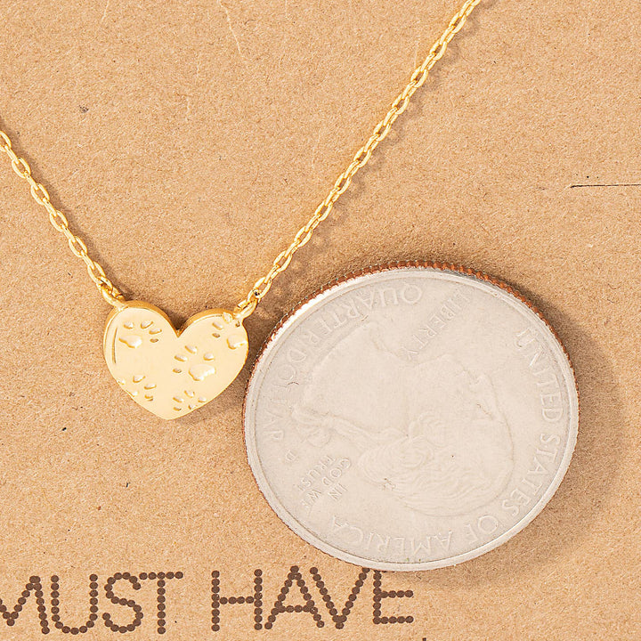 Fame Accessories - Dog Paw Heart Pendant Necklace: G