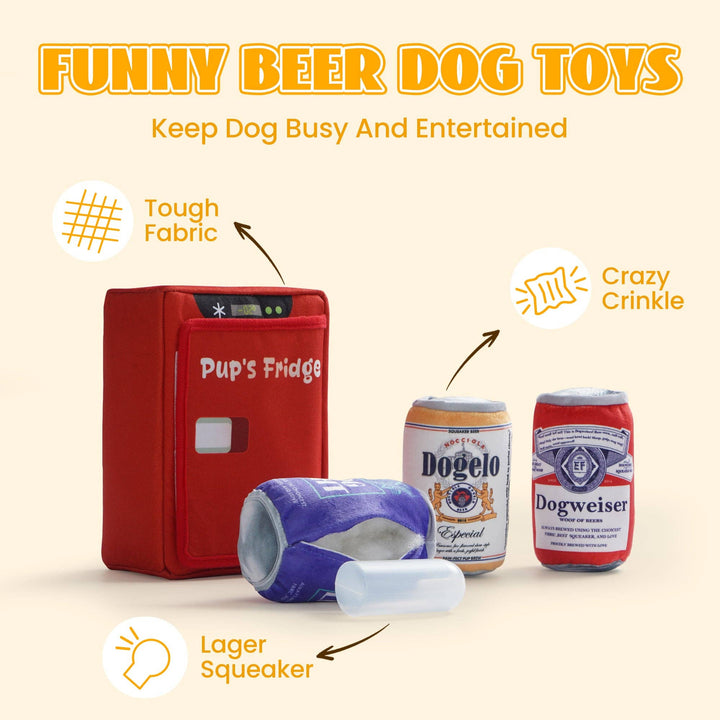 Nocciola - 3 Packs Funny Beer Dog Toys with a Fridge