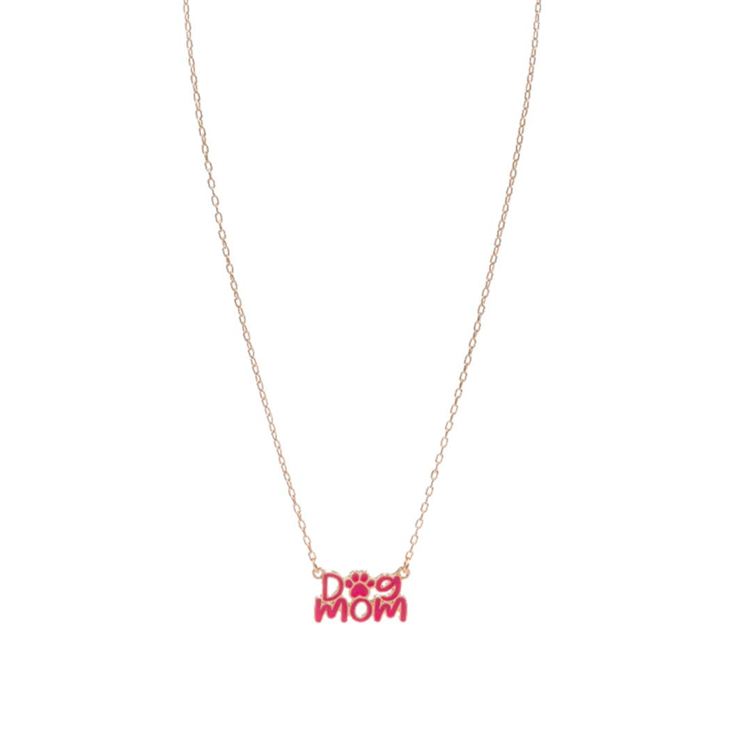 Fashion City - DOG MOM Enamel Charm Necklace: ONE SIZE / LPK