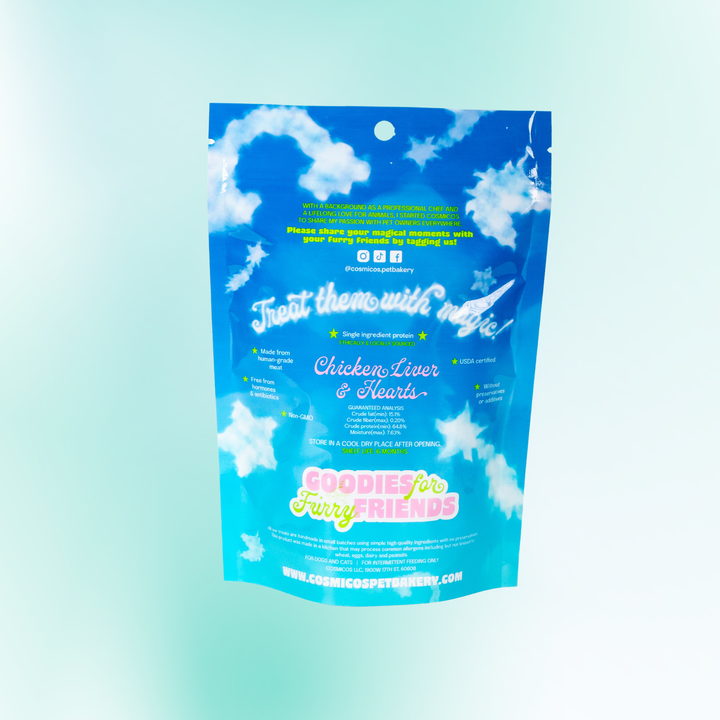 Cosmicos Pet Bakery - Chicken Liver & Hearts Snackies | Treats for Cats and Dogs