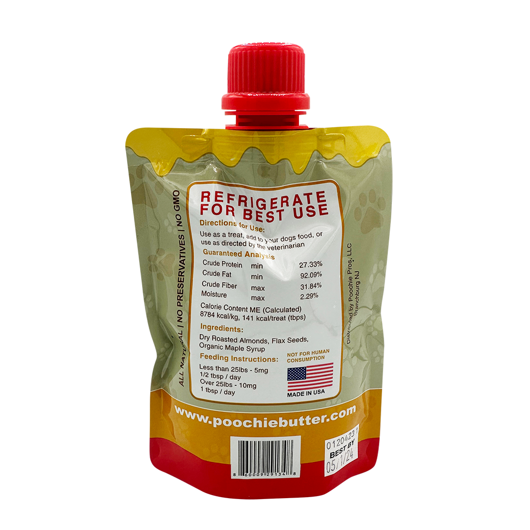 Poochie Butter - 8oz Dog Almond Butter Squeeze Pack