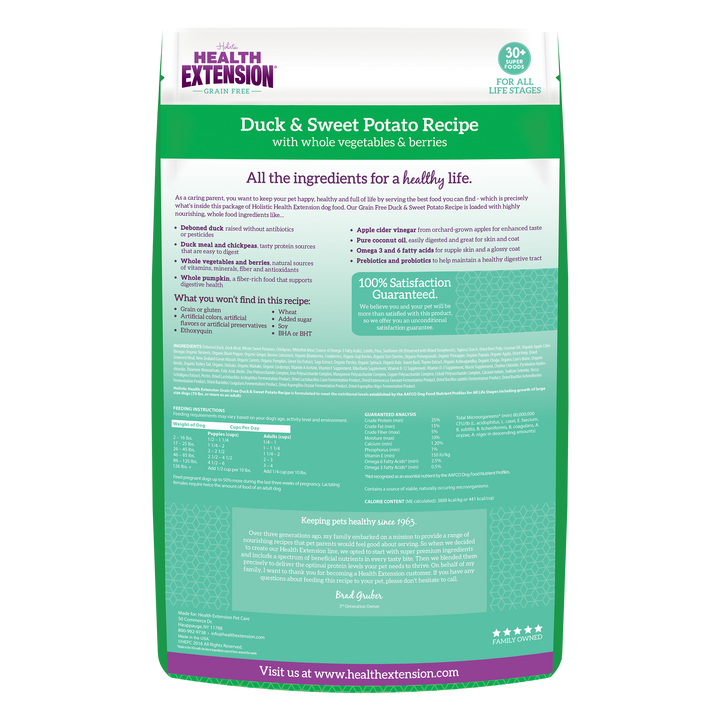 Health Extension Pet Care - Grain Free Duck & Sweet Potato Recipe: 4 lbs