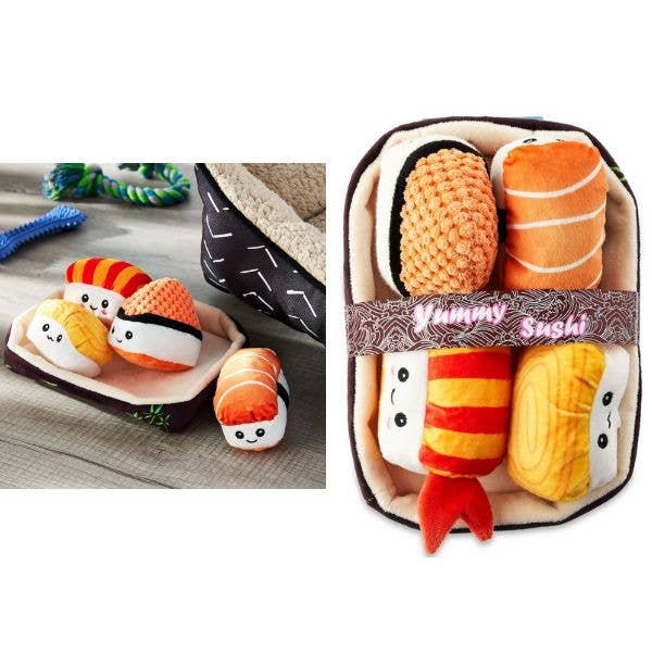 St. Louis Wholesale LLC - Vibrant Life - Squeaker Plush Dog Toys - The SUSHI Bowl