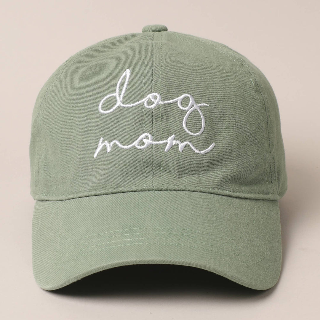 Fashion City - Dog Mom Lettering Embroidery Baseball Cap: One Size / CLAY
