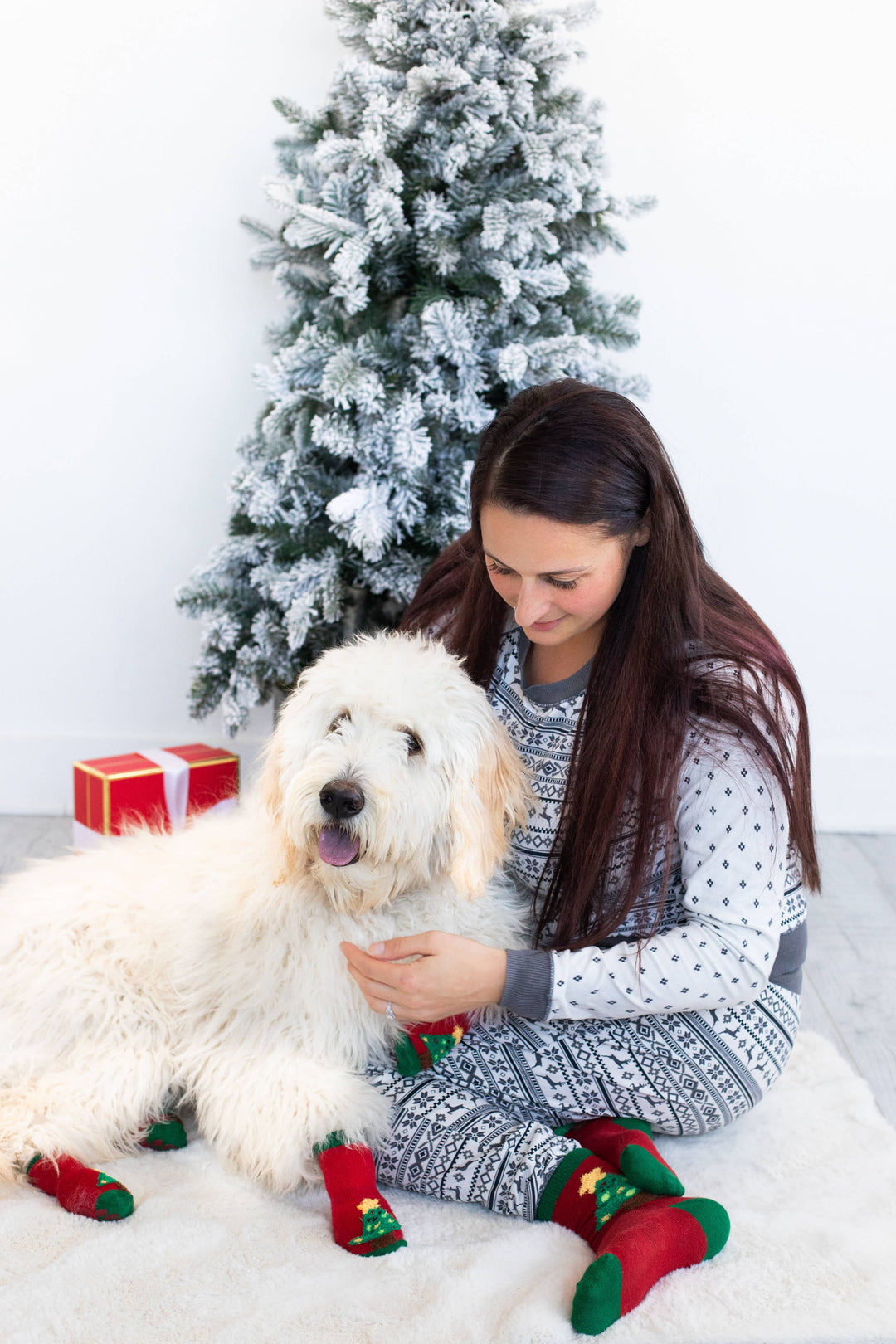 Pet Palette Distribution - Pearhead Holiday Tree Human and Dog Sock Set 2pc