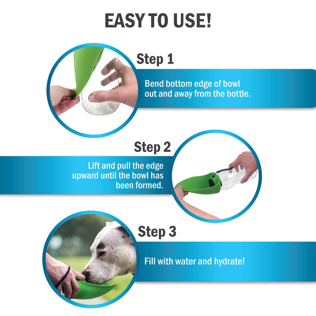 Flipo Group, Ltd. - Fold-A-Bowl Portable Pet Water Bottle & Bowl: Green