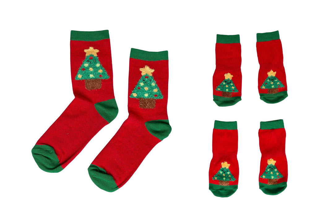 Pet Palette Distribution - Pearhead Holiday Tree Human and Dog Sock Set 2pc