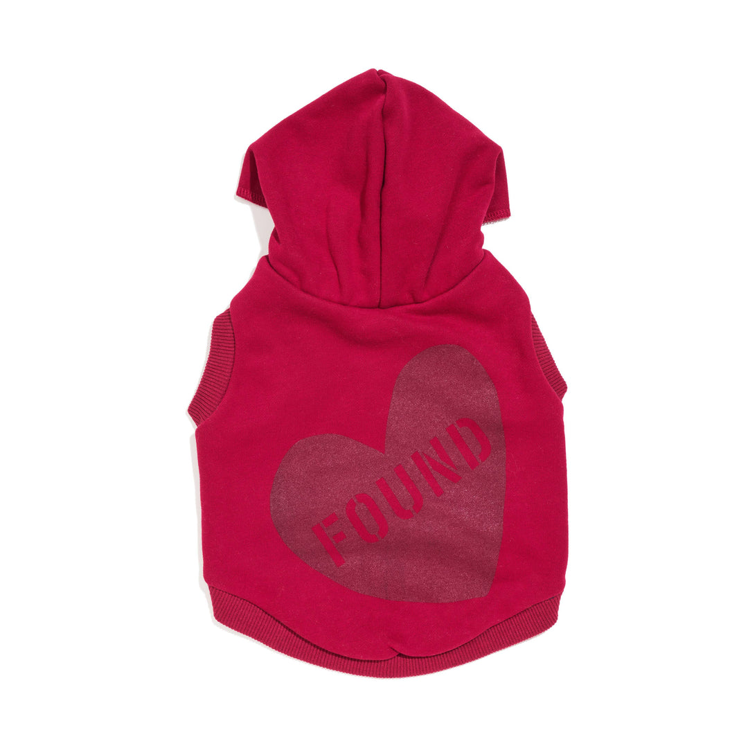 Found My Animal - BIG FULL HEART ANIMAL HOODIE, TOMATO + BURGUNDY: XS