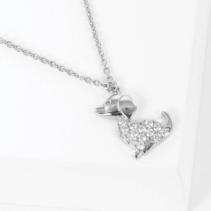Fashion City - CZ Gold-Dipped Dog Necklace: ONE SIZE / GCR