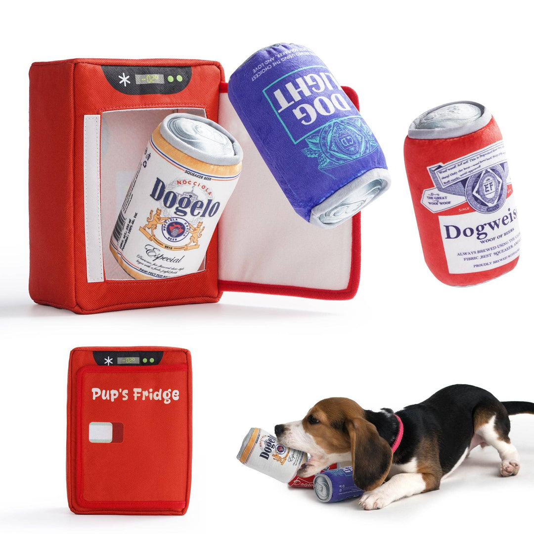 Nocciola - 3 Packs Funny Beer Dog Toys with a Fridge