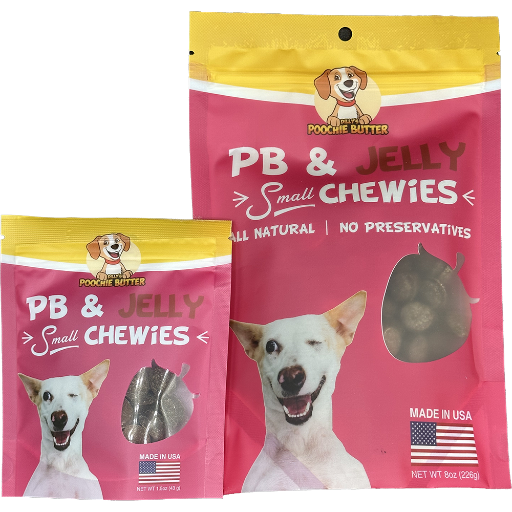 Poochie Butter - 8oz Peanut Butter & Jelly Small Chewy Dog Treats: 8oz