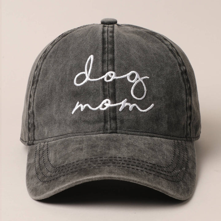 Fashion City - Dog Mom Lettering Embroidery Baseball Cap: One Size / CLAY