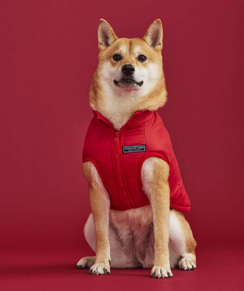 Found My Animal - Vineyard Vines X Fma Pet Puffer Jacket, Red Velvet: M