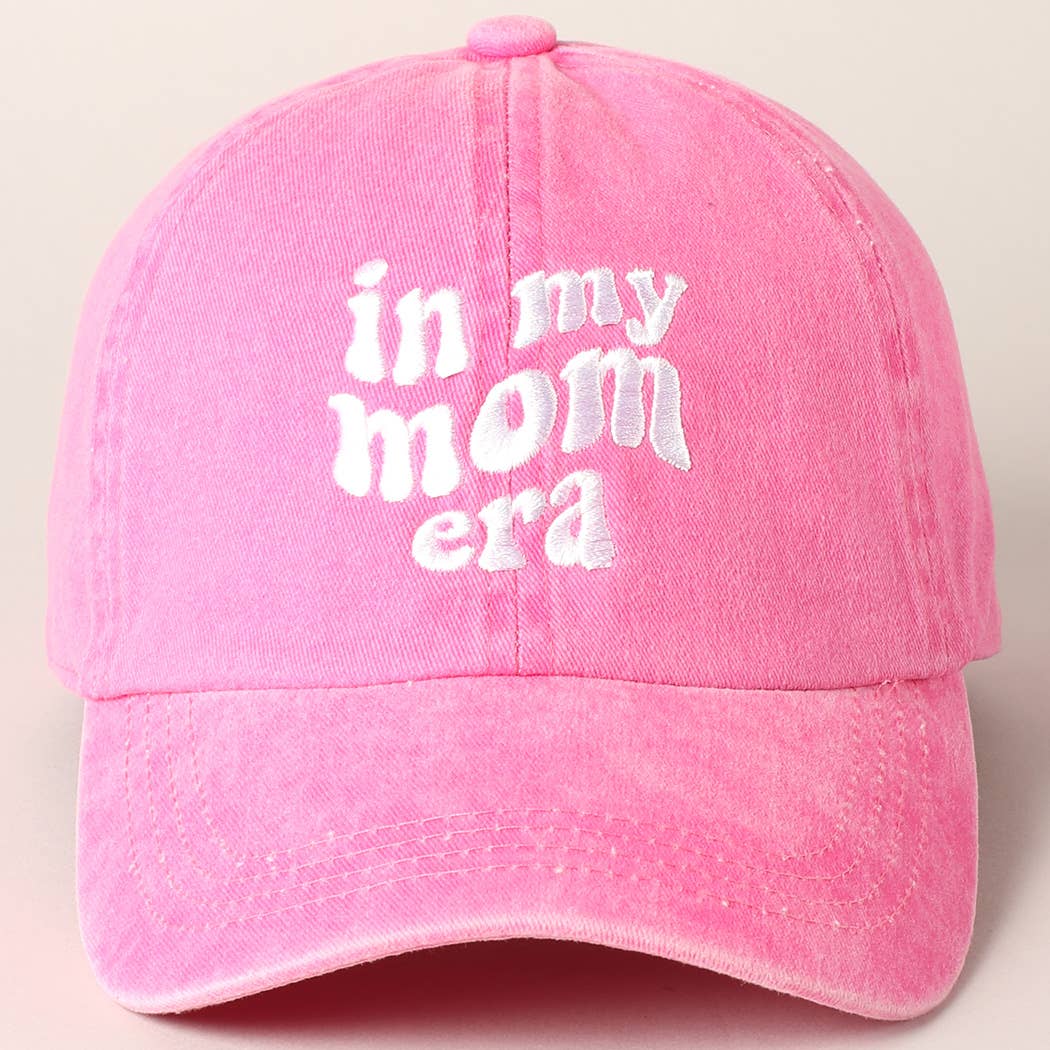 Fashion City - Embroidered Letters In My Mom Era Baseball Cap: ONE SIZE / HOT PINK