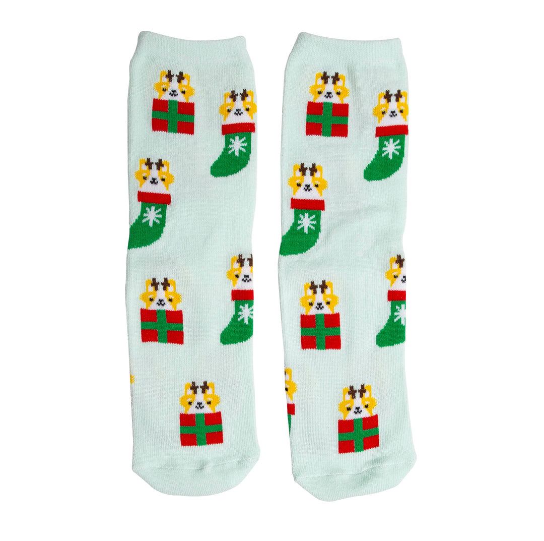 Pet Palette Distribution - Pearhead Corgi Holiday Socks Green One Size