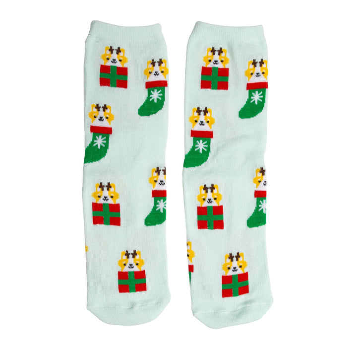 Pet Palette Distribution - Pearhead Corgi Holiday Socks Green One Size