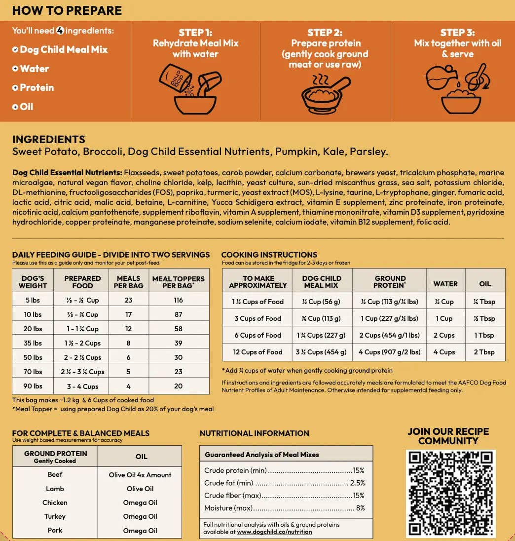 Dog Child - Mixed Veggie Sample Bag Meal Mix for Dogs