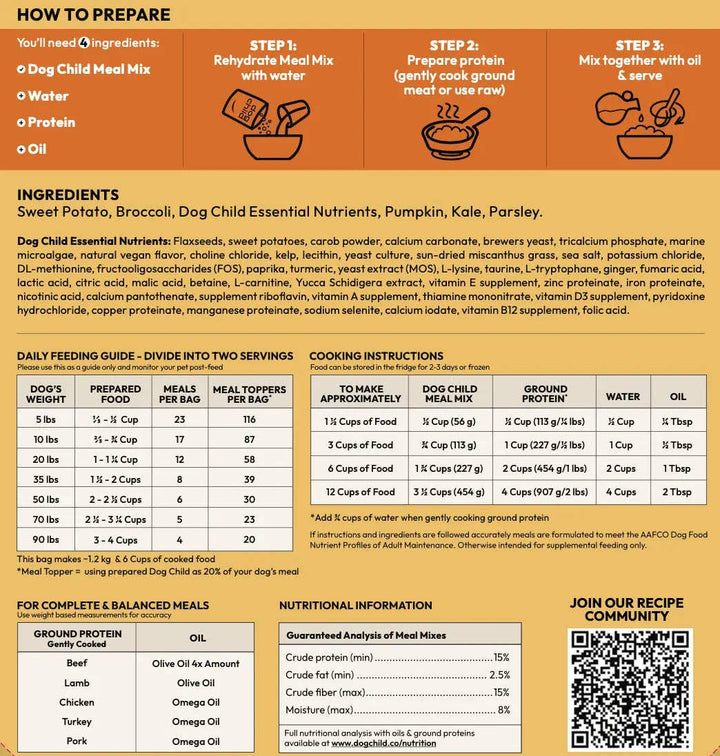 Dog Child - Mixed Veggie Sample Bag Meal Mix for Dogs