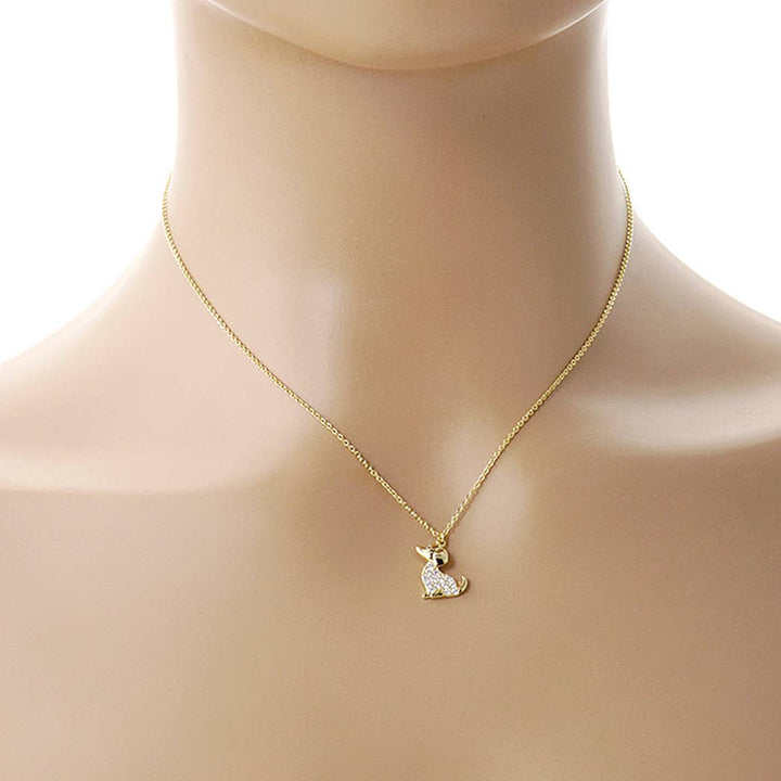 Fashion City - CZ Gold-Dipped Dog Necklace: ONE SIZE / GCR