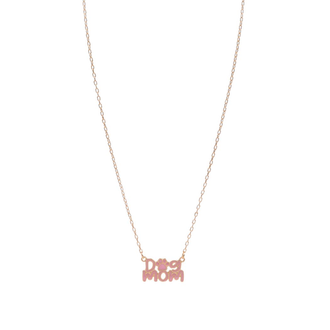 Fashion City - DOG MOM Enamel Charm Necklace: ONE SIZE / LPK