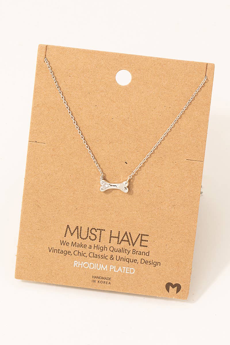 Fame Accessories - Dog Bone Pendant Necklace: G