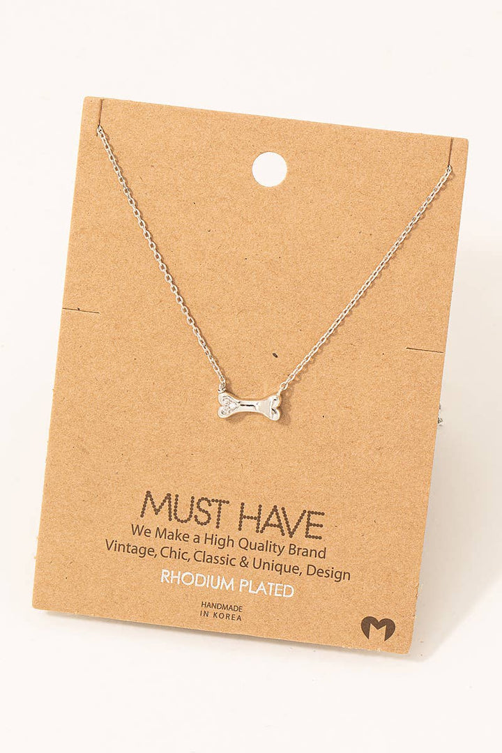 Fame Accessories - Dog Bone Pendant Necklace: G