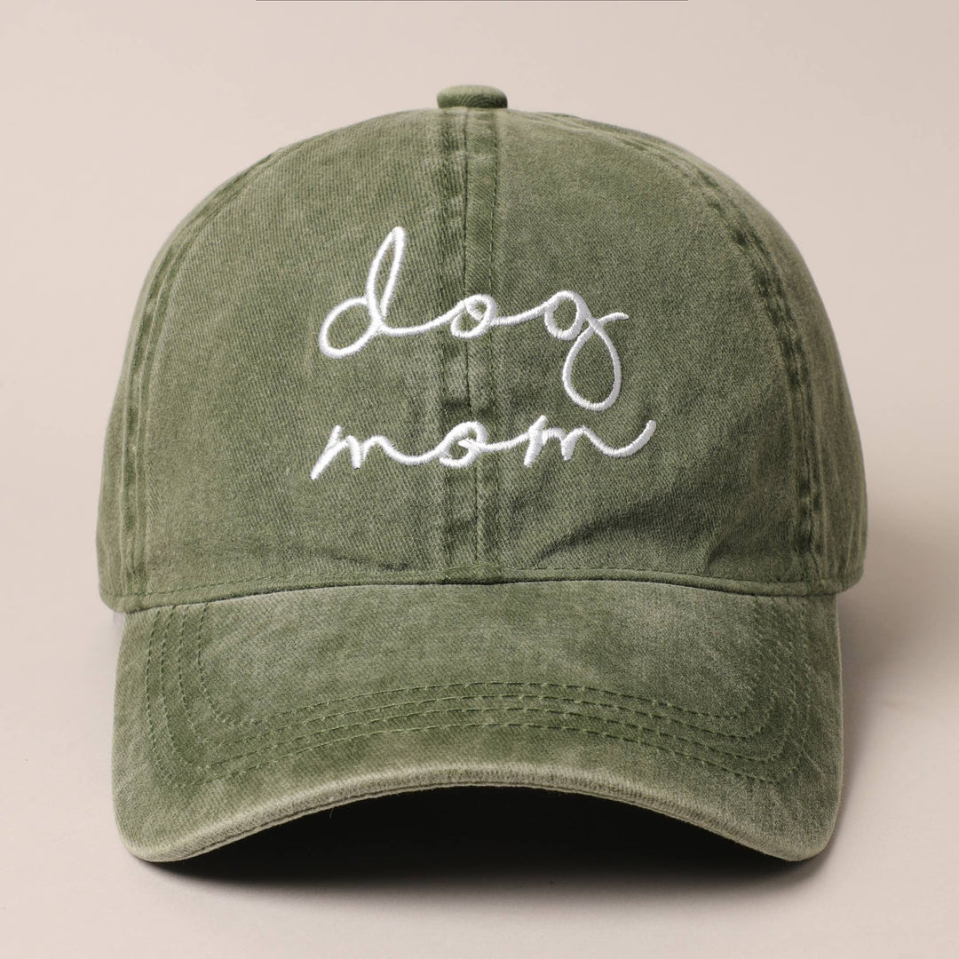 Fashion City - Dog Mom Lettering Embroidery Baseball Cap: One Size / CLAY