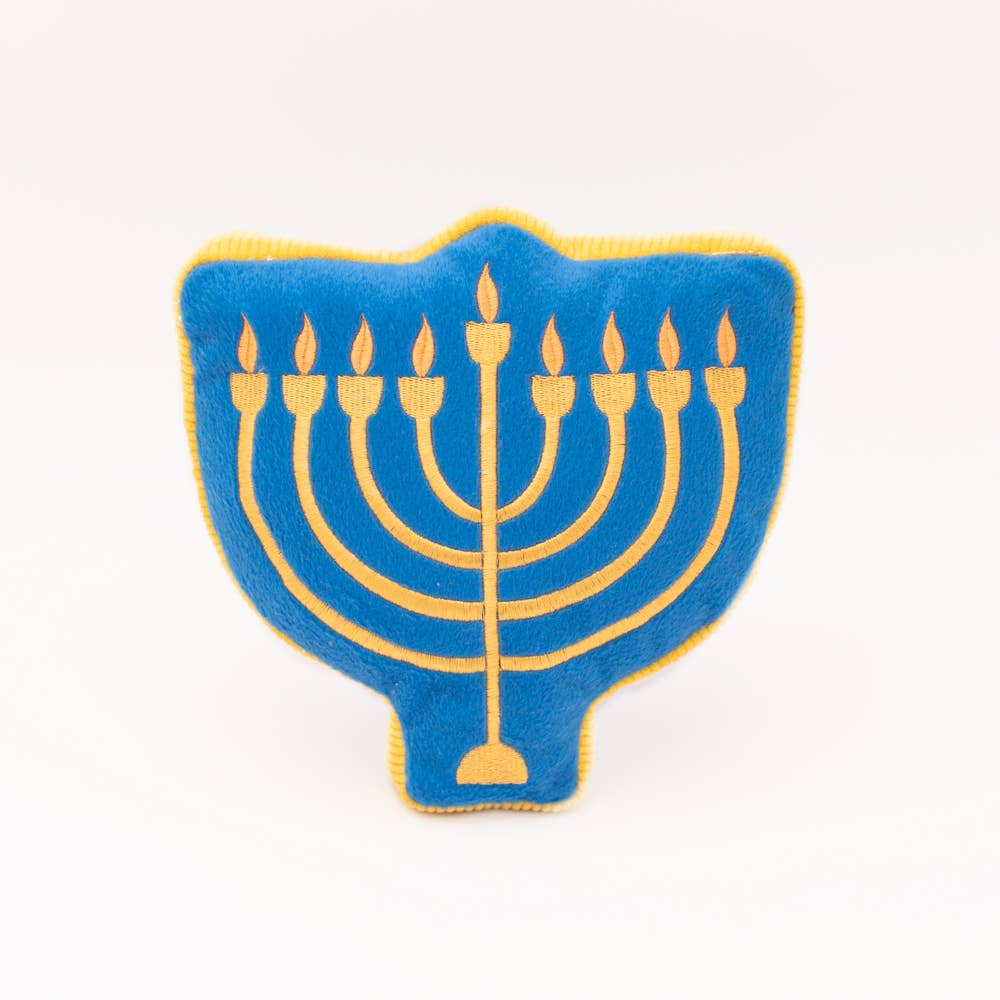ZippyPaws - Hanukkah Squeakie Pattiez - Menorah - Holiday Dog Toy