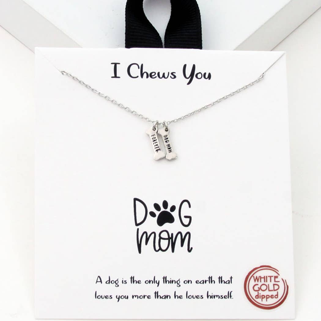 Fashion City - Gold-Dipped Bone Shape Dog Mom Necklace: ONE SIZE / GDBLK