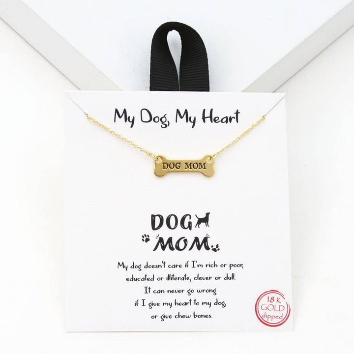 Fashion City - Gold-Dipped DOG MOM Pendant Necklace: ONE SIZE / GDBLK