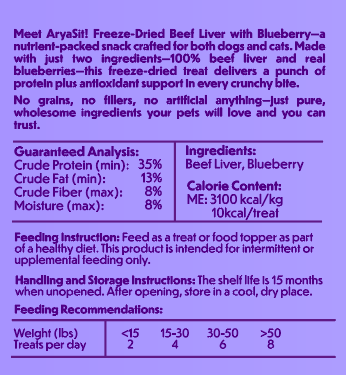 Arya Sit! - Freeze-Dried Beef Liver with Blueberry