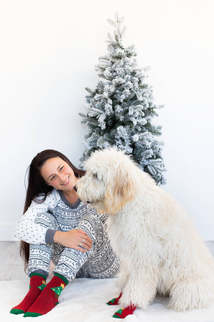 Pet Palette Distribution - Pearhead Holiday Tree Human and Dog Sock Set 2pc