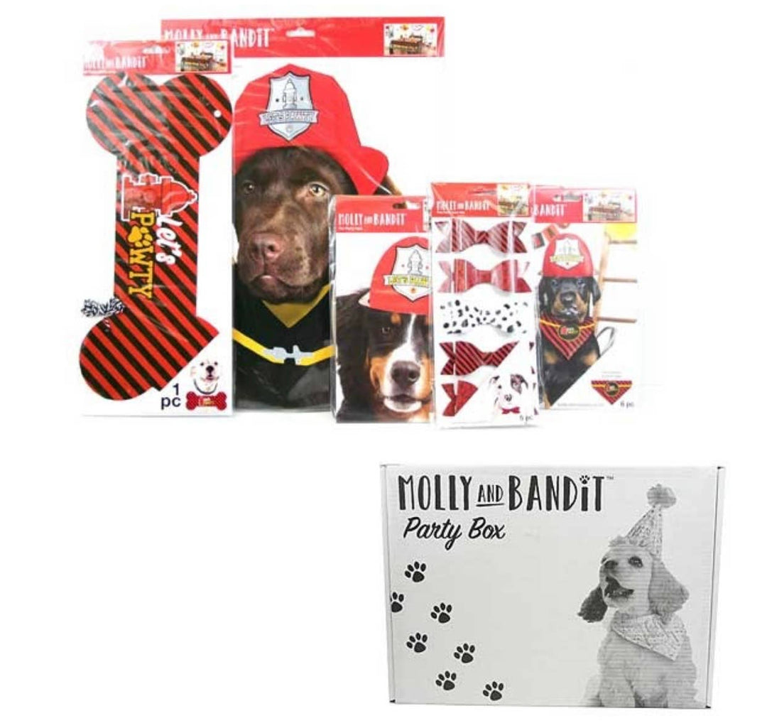 St. Louis Wholesale LLC - Pet Party- Molly & Bandit 6pc Fireman Party Box Set