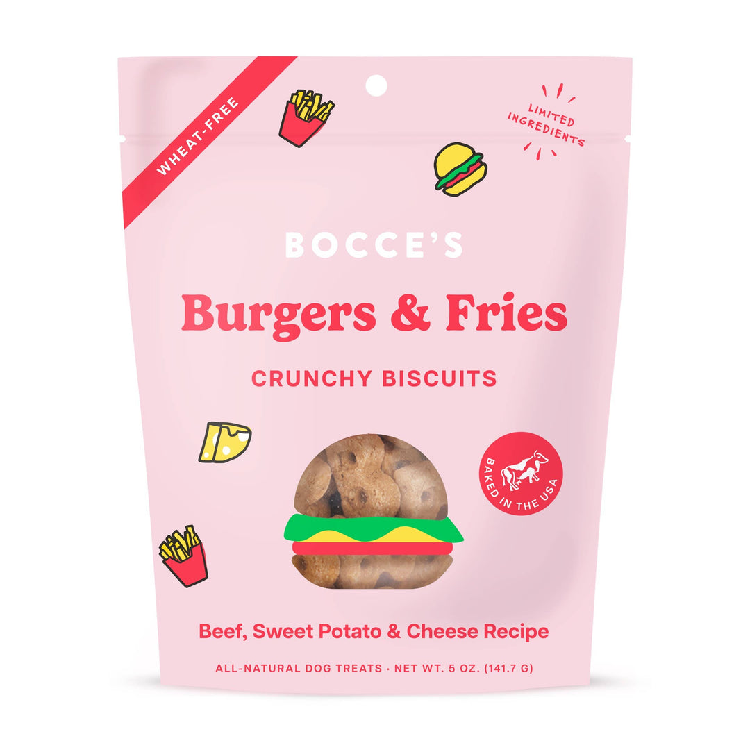 Pet Palette Distribution - Bocce's Bakery Burgers & Fries Biscuit Dog Treats 5oz